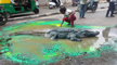 Bengaluru artiste brings crocodile on road to grab attention of civic authorities